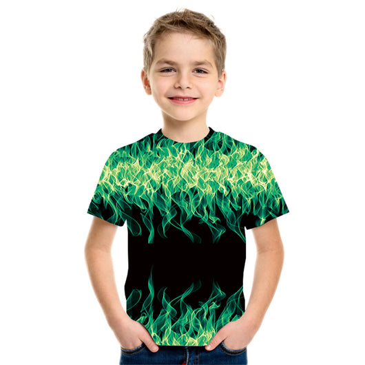 Camiseta Infantil Estampado Llamas 3D en Tres Colores - Image 4
