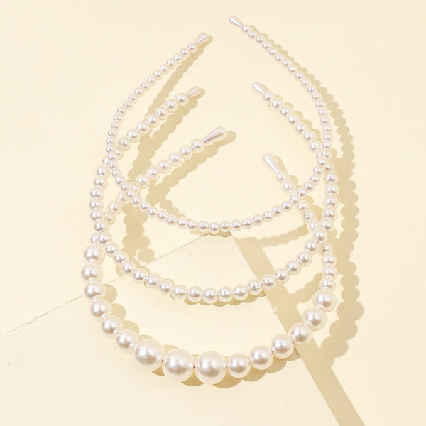 Set de 3 Diademas de Perlas para Mujer, Estilo Versátil y Elegante
