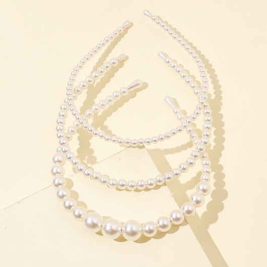 Set de 3 Diademas de Perlas para Mujer, Estilo Versátil y Elegante