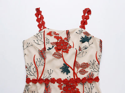 Vestido Largo Floral Coreano con Encaje y Detalles en Espinas - Image 8