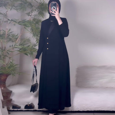 Gabardina Larga Clásica de Botón Único para Mujer - Image 4
