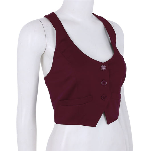 Chaleco Ajustado de Cuello V con Botones para Mujer - Image 11
