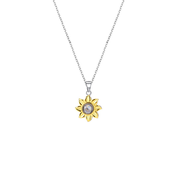 Collar Proyector de Girasol en Plata S925 para Mujer