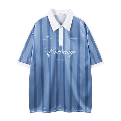 Polo Retro a Rayas con Solapa Ancha y Manga Corta - Image 5