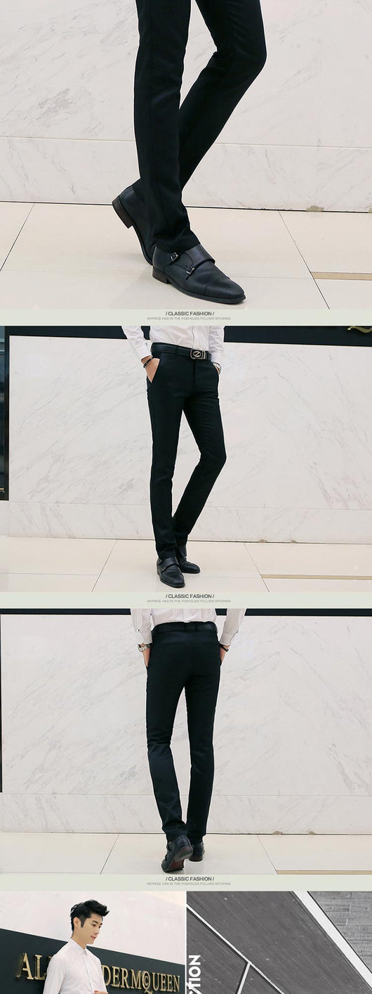 Pantalones casuales de negocios hombre ajuste slim coreano - Image 23
