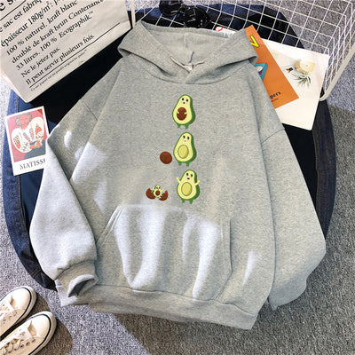 Sudadera con Capucha Estampado Aguacate Mamá e Hijo - Moda Suelta para Mujer - Image 7