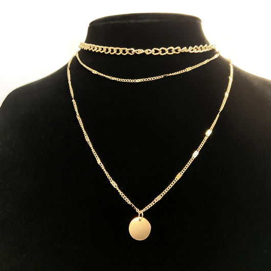 Collar Colgante Disco Multicapa de Personalidad Moderna - Image 6
