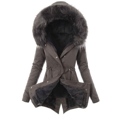 Abrigo de Algodón Cálido con Cuello de Piel y Cordón Ajustable - Image 12