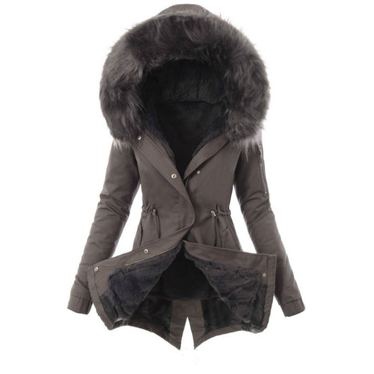 Abrigo de Algodón Cálido con Cuello de Piel y Cordón Ajustable - Image 12