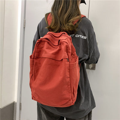 Bolsa de Lona Lavada Gran Capacidad Colores Sólidos para Mujer - Image 7
