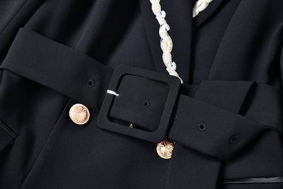 Vestido Ejecutivo Doble Botonadura con Cinturón Ajustado para Mujer - Image 9