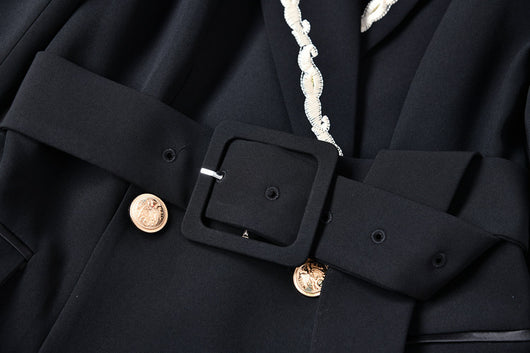 Vestido Ejecutivo Doble Botonadura con Cinturón Ajustado para Mujer - Image 9