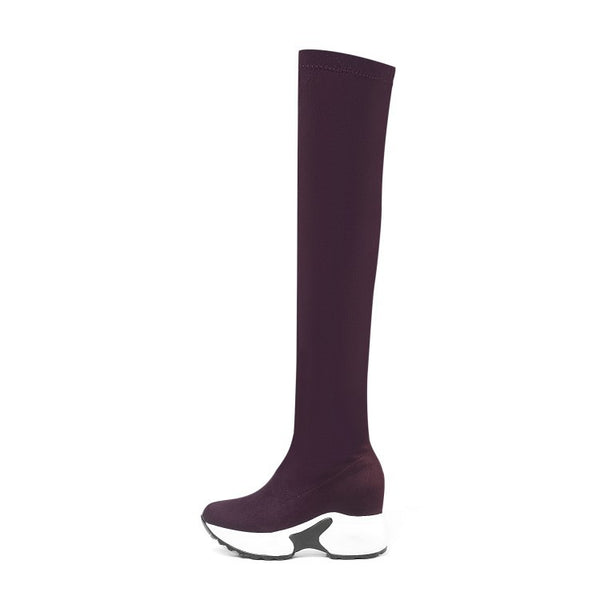 Botas Elásticas de Caña Fina con Suela Gruesa para Mujer