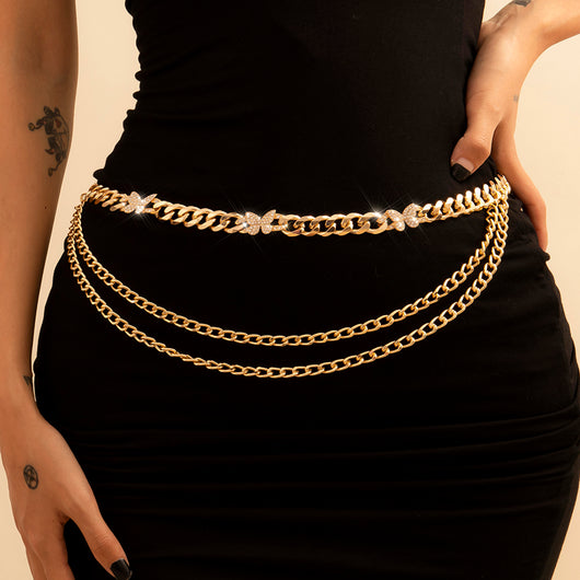 Jeans Punk Metal para Mujer con Cadena en la Cintura
