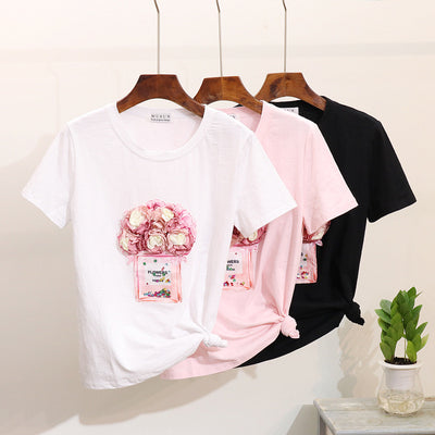 Conjunto Denim con Botella de Perfume Floral y Camiseta Estampada Lentejuelas - Image 13