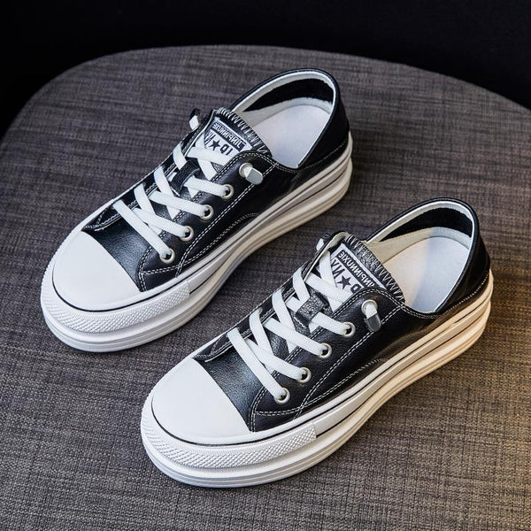 Zapatos Plataforma Cuero Genuino Blanco Aumenta Altura Reversibles