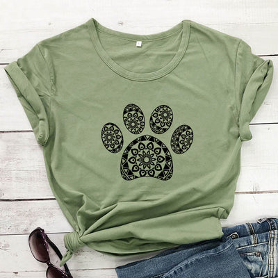 Camiseta Suelta Estampado Huellas Animales para Hombre y Mujer - Image 5