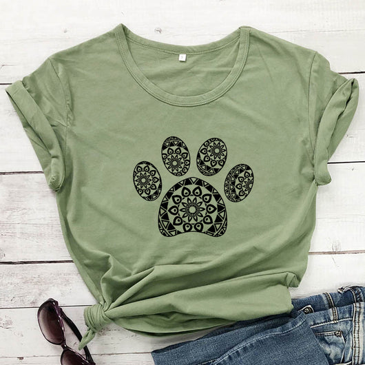 Camiseta Suelta Estampado Huellas Animales para Hombre y Mujer - Image 5