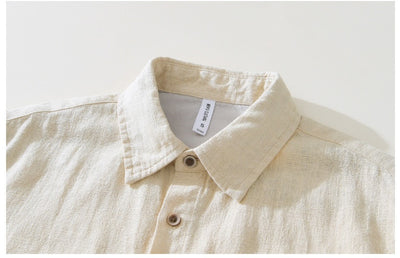 Camisa Ligera de Algodón, Lino y Ramio con Solapa - Manga Corta - Image 22