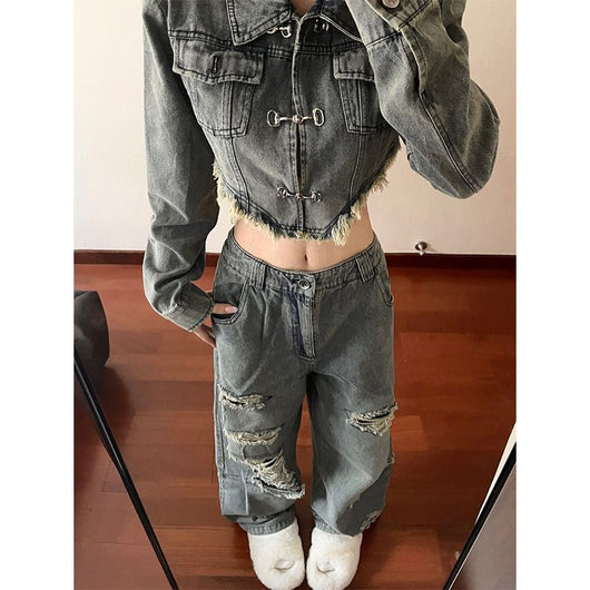 Pantalones Denim Retro Chica Spice con Diseño Vintage Americano - Image 5