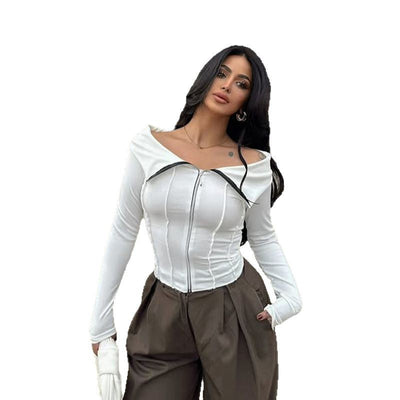 Blusa Ajustada de Manga Larga - Camiseta Clásica para Mujer - Image 3