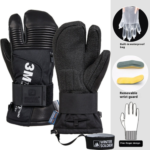 Guantes de Esquí Kevlar Tres Dedos Impermeables y Resistentes