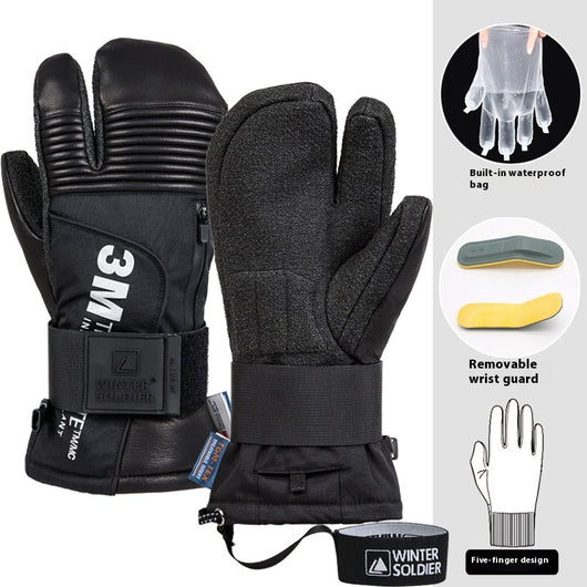 Guantes de Esquí Kevlar Tres Dedos Impermeables y Resistentes