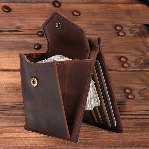 Billetera Multifuncional de Cuero Crazy Horse Estilo Retro