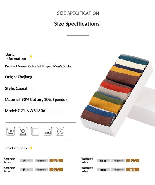 Calcetines Largos de Algodón para Hombre con Rayas Coloridas - Esencial de Moda Otoño Invierno - Image 10
