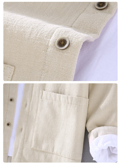 Chaqueta Casual Hombre Algodón Lino Grueso Corte Relajado - Image 11