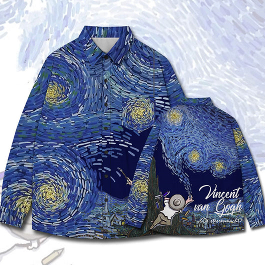Camisa Manga Larga Unisex Estampado Óleo Artístico Creativo - Image 5