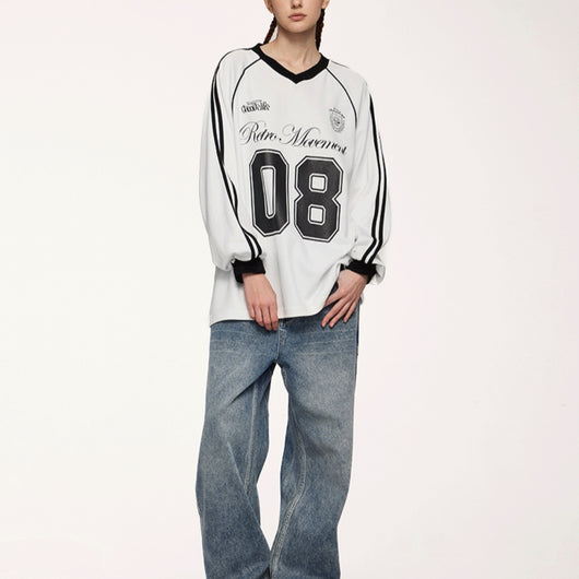 Camiseta Manga Larga Estilo Urbano Jersey Americano para Hombre