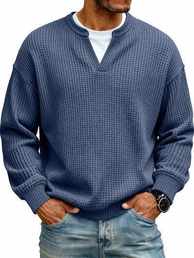 Sudadera Texturizada Cuello V para Hombre - Manga Larga Casual Versátil - Image 13
