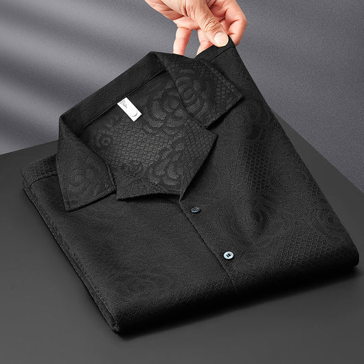 Camisa Jacquard Tejida Premium para Hombre, Manga Corta - Image 7