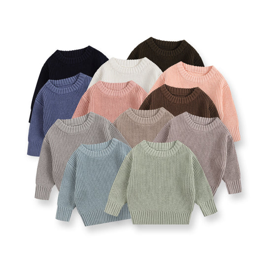 Suéter Básico de Cuello Redondo para Niñas - Colores Lisos - Image 5