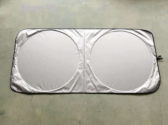 Parasol Automotriz Doble Círculo Plateado - Protector Solar Frontal