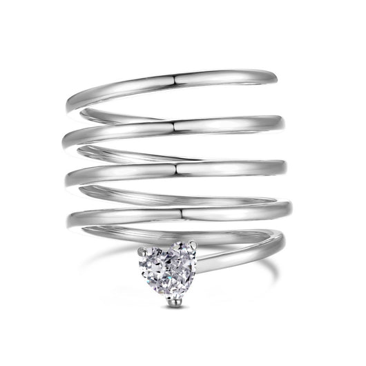 Anillo de Plata Esterlina 925 para Mujer con Corazones y Diseño Geométrico - Image 5