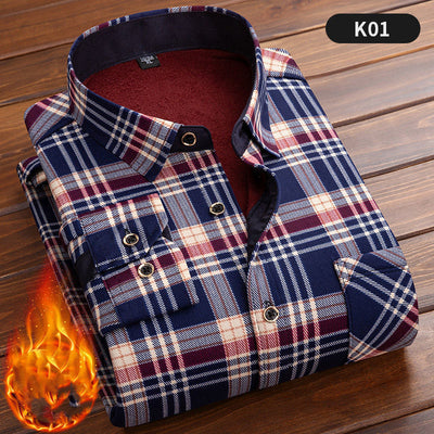 Camisa Cálida Acolchada de Terciopelo para Hombre Talla Grande - Image 2