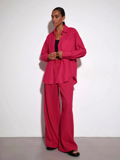 Conjunto de Pantalón Ancho y Blusa Suelta - Cintura Alta Elegante - Image 7