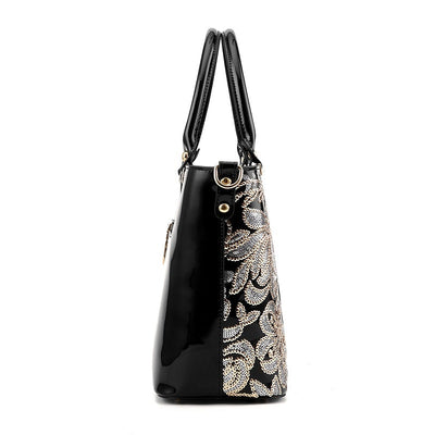 Bolso de Cuero Negro con Bordados Artesanales - Image 9