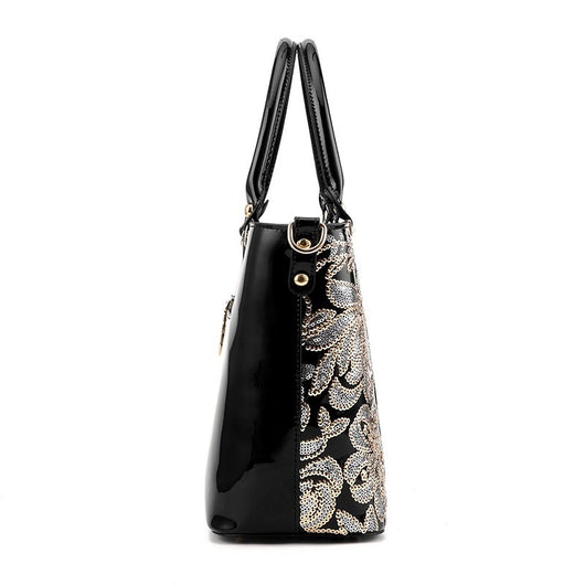 Bolso de Cuero Negro con Bordados Artesanales - Image 9