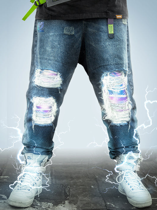 Pantalones Street Punk Holgados Rotos de Estilo Funcional - Image 9
