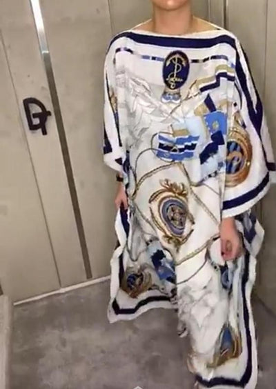 Vestido de Seda Tejida Estampado con Mangas Amplias y Corte Holgado - Image 2