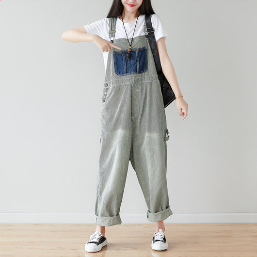 Overol Rayado Talla Grande para Mujer - Estilo Coreano Moderno - Image 3