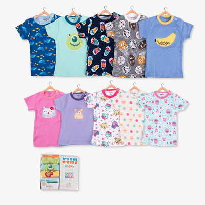 Pack de 5 Camisetas Infantiles de Algodón con Botones - Diseños Animados Adorables - Image 3