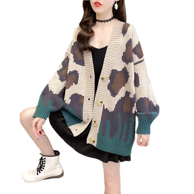 Cardigan Grueso Cuello V Estilo Relajado Suéter Tejido Holgado - Image 7
