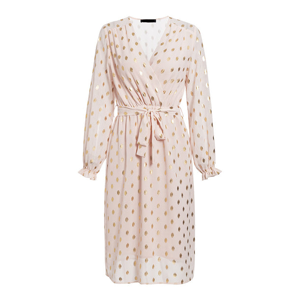 Vestido Midi con Mangas Farol y Cinturón - Image 6