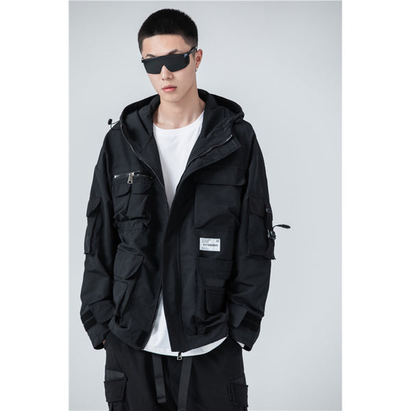Chaqueta Hoodie Casual para Hombre con Múltiples Bolsillos y Diseño Moderno