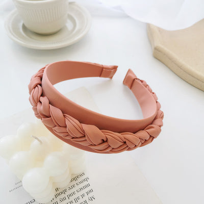 Diadema Trenzada de Tela Unicolor para Cabello - Image 15