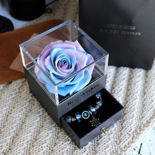 Caja de Joyero con Rosa Eterna - Regalo Perfecto para Amor y Ocasiones Especiales